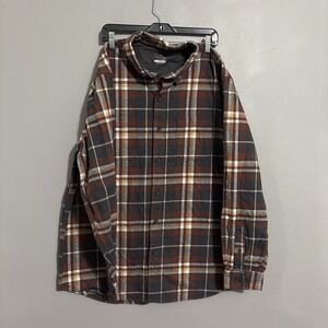 Ridgecut Toughwear Long Sleeve Men's XLT Brown Heavy Plaid Flannel Button Shirt